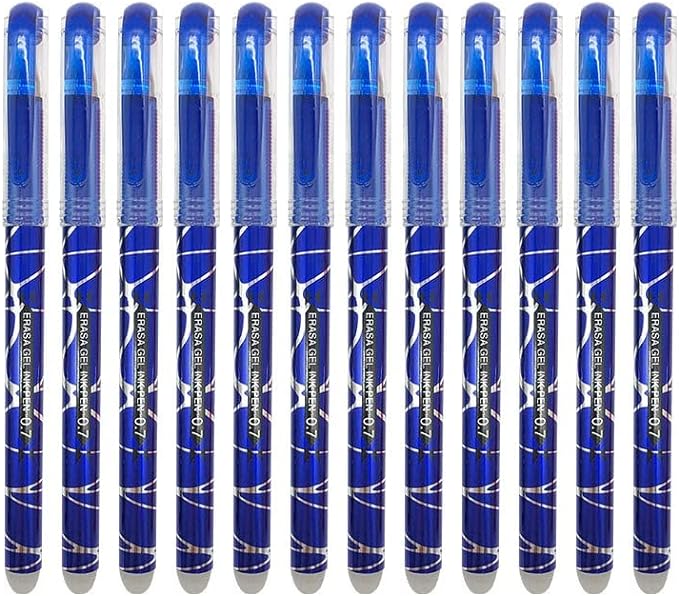 12 bolígrafos borrables de tinta azul con punta de 0.7mm y 12 recambios - Imagen 4