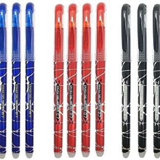 12 bolígrafos borrables de tinta azul, roja y negra con punta de 0.7mm