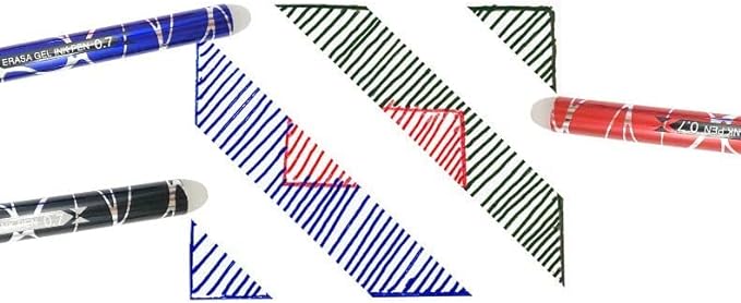 12 bolígrafos borrables de tinta azul, roja y negra con punta de 0.7mm - Imagen 5