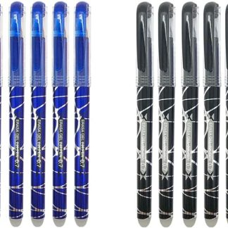 12 bolígrafos borrables de tinta negra y azul con punta de 0.7mm