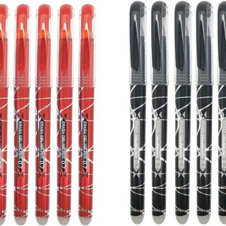 12 bolígrafos borrables de tinta negra y roja con punta de 0.7mm