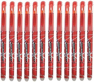 12 bolígrafos borrables de tinta roja con punta de 0.7mm