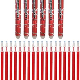 6 bolígrafos borrables de tinta roja con punta de 0.7mm y 18 recambios