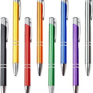 8 bolígrafos metálicos de tinta negra y azul